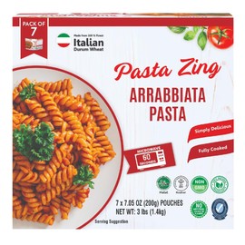 Pasta Zing Spaghetti Pasta – Fully Cooked, Ready in 55 Seconds, Microwaveable Meal, Made with 100% Italian Durum Wheat, No Preservatives, Non-GMO, Halal & Kosher Certified – 7.05 oz (Pack of 7)