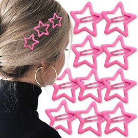 Pack of 10 Pink Star Hair Clips Women's Hair Clips Small Stars Hair Clips Pink Star Hair Clip Hair Accessories Girls Hair Accessories Women Hair Clip