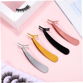 Minkissy Professional Eyelash Tweezers Applicator Metal Lash Tweezers Clips for Easy False Eyelash Application