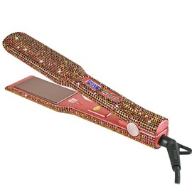 Rhinestone Decor Hair Straightener, Professional Salon Hair Straightener, Titanium Flat Iron Straightener, Silk Press, Hair Curling Iron, Straightening Iron, Portable Straightener, Curling Hair Iron:_Rose Gold_one-size