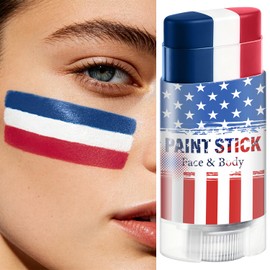 Red White and Blue Face Body Paint Stick - Patriotic Pride 4th of July Accessories for 2026 World Cup Fan Soccer Baseball Softball Sports Eye Black Stick Makeup (USA)