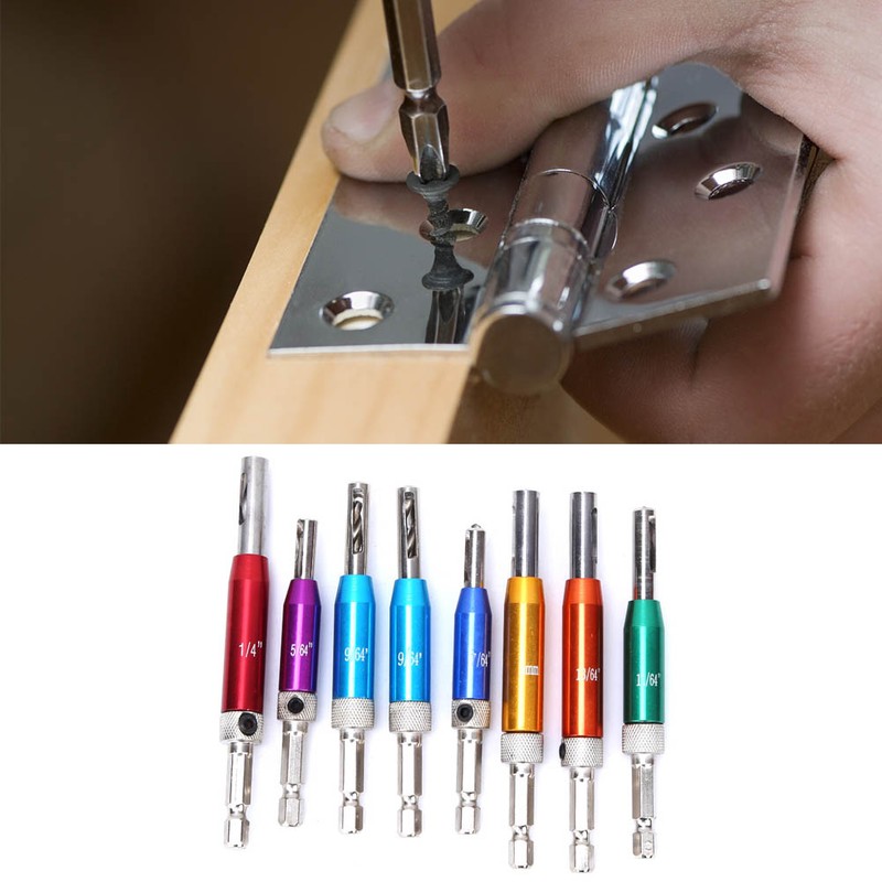 8pcs Door Window Hinge Hole Puncher Drill Bit with Center