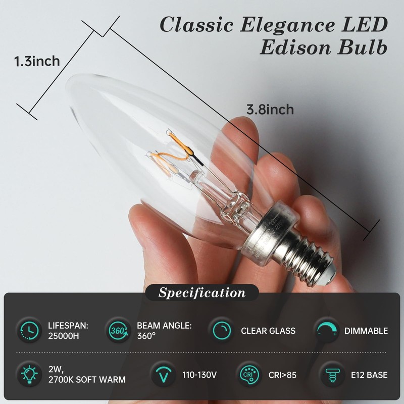 AMDTU E12 25 Watt Equivalent Clear Small Base LED Bulb