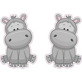 StickerTalk Hippopotamus Vinyl Stickers, 1 Sheet of 2 Stickers, 2 inches by 3 inches Each