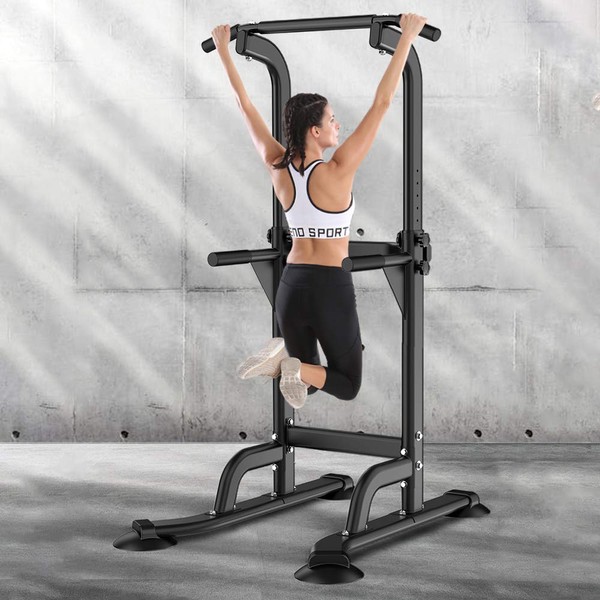 SogesPower Power Tower Dip Station Pull Up Bar for Home Gym Adjustable Height Strength Training Workout Equipment