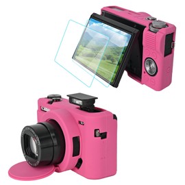 VOVMOEYA - Funda para cámara Canon Powershot G7 X Mark III con 2 protectores de visualización, Full Pritection Soft G7X III funda de silicona desmontable para lente Canon G7XIII G7X3-Bubblegum rosa