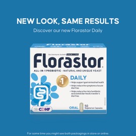 Florastor Florastor - Saccharomyces Boulardii CNCM I-745 - Daily All in One Probiotic - Gut Health & Digestive Support - Supports Immune System - The 1 Probiotic in class Worldwide - For Adults & Family 50 caps
