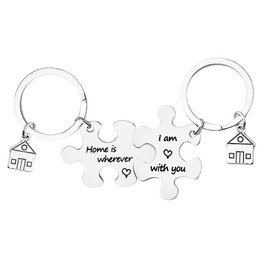 Deployment Couple Keychain Gifts for Husband Wife Anniversary Valentines Gifts for Boyfriend Girlfriend Couples Romantic New House Gifts for Couples Matching Keychain for 2 Puzzle Keychain Set