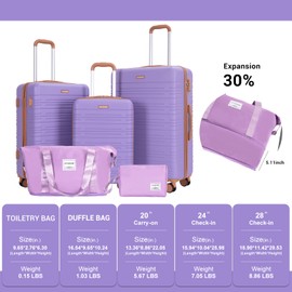 Amalodie Luggage Sets 5 Piece Suitcases with Double Spinner Wheel,Suitcase Set ABS Hard Case Luggage with TSA Lock and Durable Waterproof Travel Luggage