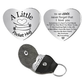 YEEQIN Pocket Hug Token Gifts For Women Nana Mom Inspirational Gift For Daughter Granddaughter Friends Christmas Birthday Gifts Heart Hug Token With Leather Keychain (to my love)
