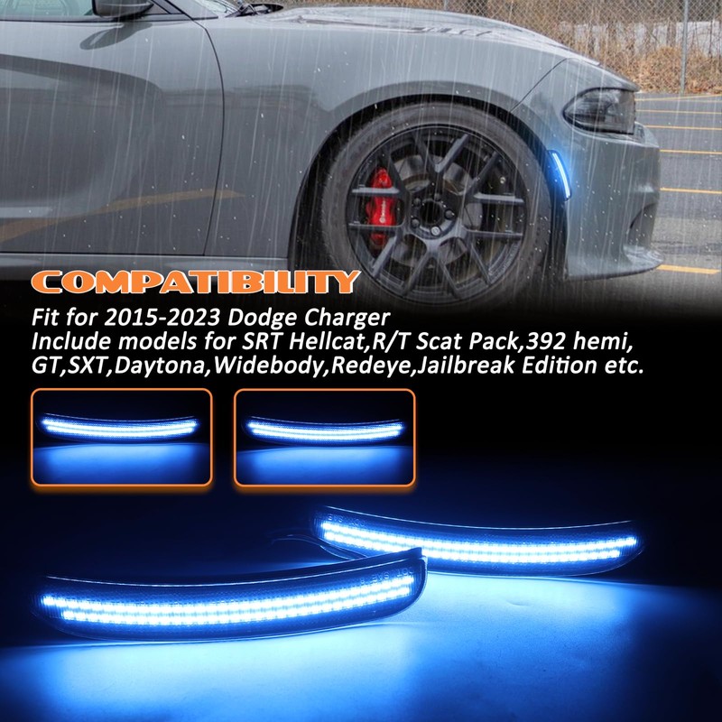 AreLokpri Dynamic LED Side Marker Light Compatible with Dodge Charger