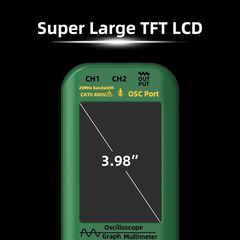BSIDE 3-in-1 Handheld Oscilloscope Multimeter, Dual Channels 25MHz Bandwidth 3.98"