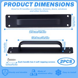 SNOMEL 2 Pack Sliding Barn Door Handles with Screw, 5.23" Hole Center Gate Handle, Aluminium Alloy Kitchen Hardware Cabinet Door Pull Handle for Bathroom Drawer Closet Wardrobe (Black, Square)