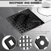2 Pcs Square Shower Drain Cover 4" Matte Black- Anti-Clog