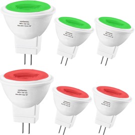 KAKEMONO Red Green MR11 GU4 Led Bulbs 3W 12V,Replace 10W 20W 35W Halogen,GU4.0 for Christmas Holiday Decoration Outdoor Landscape Lighting, Pack of 6 Mix Color