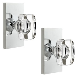 Dllween Glass Crystal Dummy Door Knob Interior, Polished Chrome Modern Dummy Door Knob Door Handles Rectangular for Bifold Closet Doors, 2 Pack