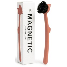 Earth & Mango Magnetic Dish Brush & Scraper, Snaps to Sink, Non-Scratch, Dishwasher Safe, Dish Scrubber – Terracotta Clay