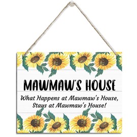 Mawmaw's House Sign, What Happened at Mawmaw's House Stays at Mawmaw's House, Rustic Hanging Wood Plaque Sign, Mawmaw Home Decoration for Living Room, Mawmaw Gift for Mother's Day Birthday Christmas
