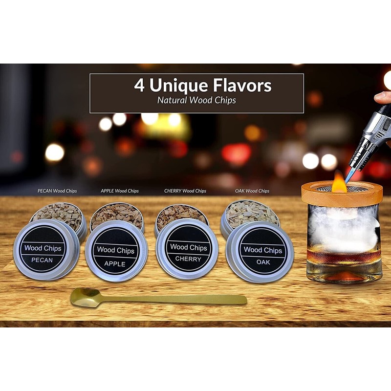 ZEKIAN Cocktail Smoker Kit with Torch & 4 Unique Flavor