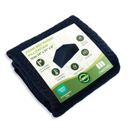 Wedge Pillow Cover for 24x21x8 Leg Elevation Cushion, Knee Pillow Cover, Hypoallergenic Replacement Pillowcase with Zipper & Pockets, Navy Blue