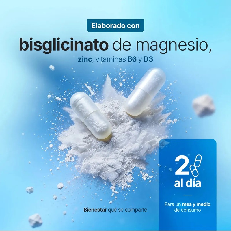 Bisglicinato De Magnesio Con Zinc Vitamina B3 180 Cáp B