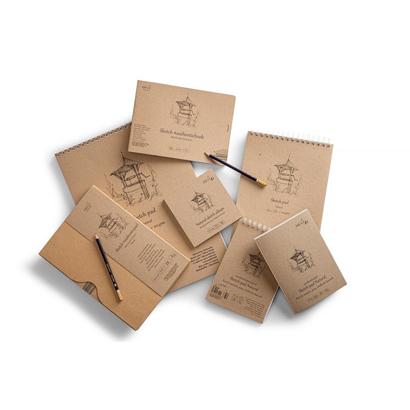 SM•LT　オーセンティック　スケッチブック　ナチュラル　パッド製本　Ａ５サイズ