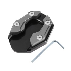 INFINAUTO Motorcycle Side Stand Plate Pad, Motorbike Kickstand Pad with Wrench Aluminum Alloy Titanium Tone, 1 Set