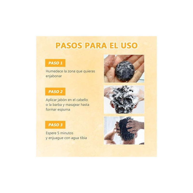2PC Jabón de depilación de cabello gris natural, champú para
