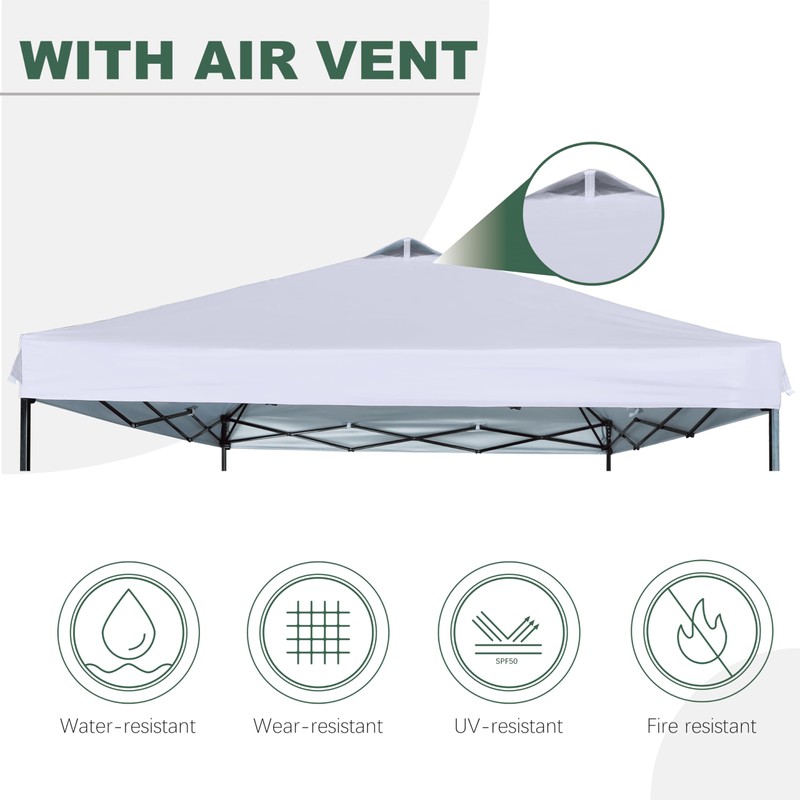 JANCANOPY 10x10 Canopy Replacement Top with Air Vent Silver Coated