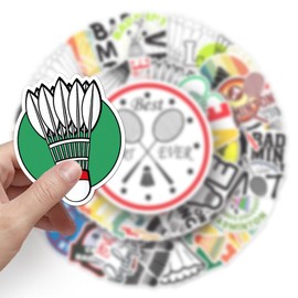 Sports Stickers for Teens Kids, Volleyball Basketball Baseball Lacrosse Golf Ball Tennis Badminton Stickers for Water Bottles Laptops Guitars Luggage Bullet Journaling Scrapbooks (Badminton 50Pcs)