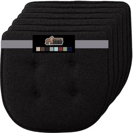 GORILLA GRIP Slip Resistant Tufted Chair Cushions, No Ties Required, Set of 6 Memory Foam Pads for Dining Room Kitchen Table, Office, Rocking Chairs, Plush Seat Cushion Pad, Home Decor, 16x17, Black