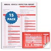15-Pack Annual Vehicle Inspection Report Form, 3-Ply Carbonless Form and