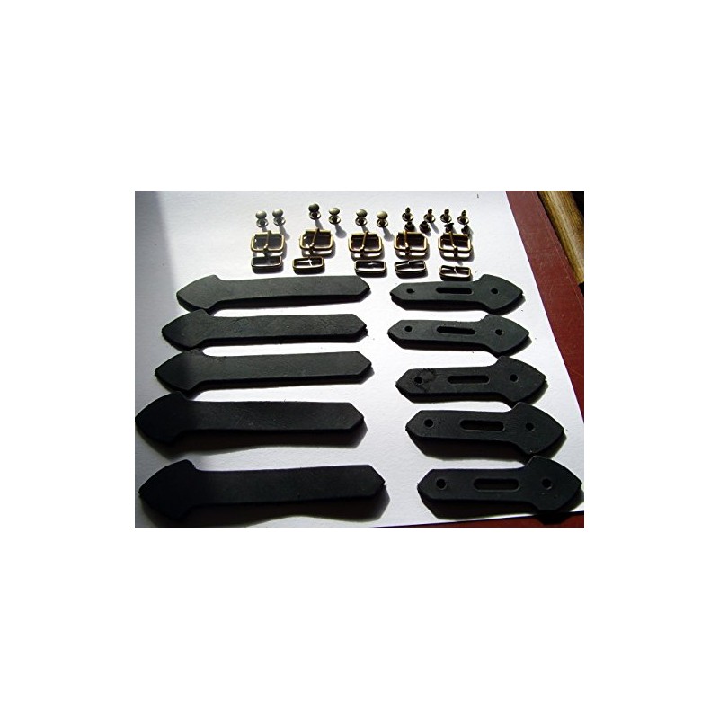 Leather Strap Set with Buckle Brass Rivets 5 Pack for