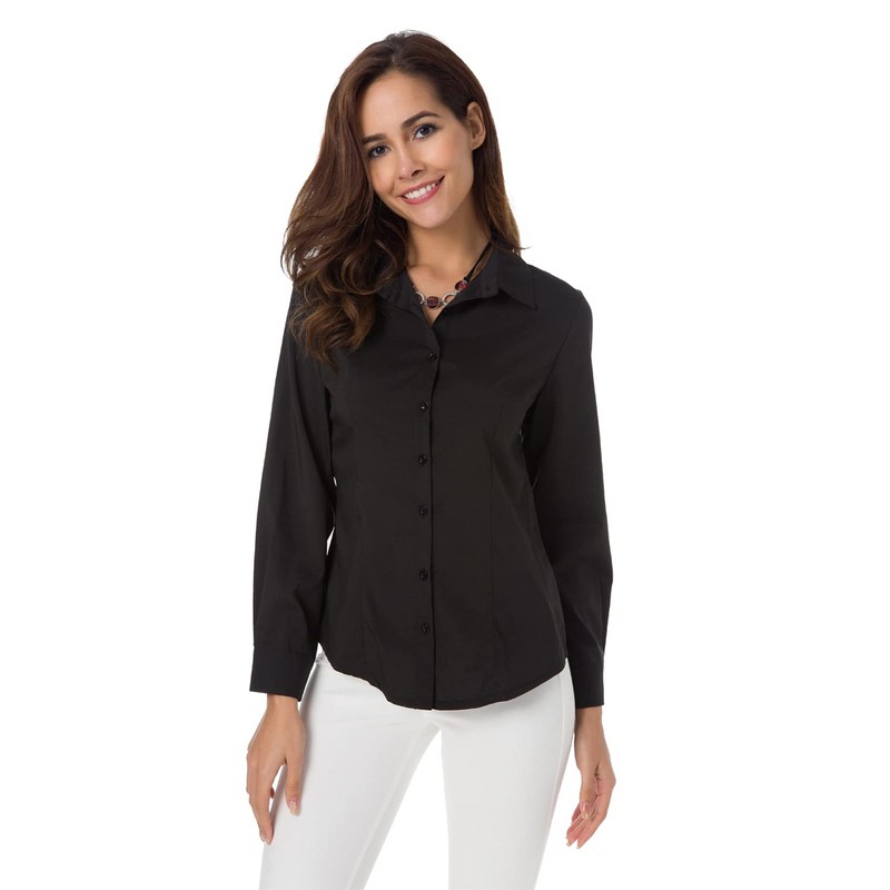 Atnlewhi Women Basic Long Sleeve Button Down Shirts Simple Pullover,