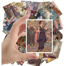 Large Stickers (24 pcs 2.5"x3.5") Victorian Fashion Vintage Magazine Illustration (Life Scenes)