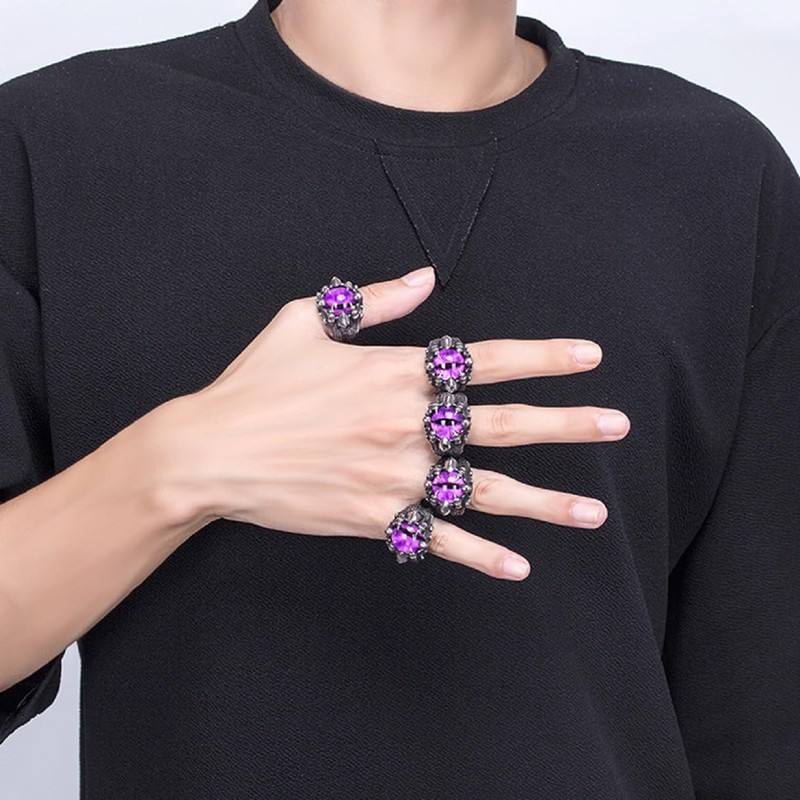 Evil Eye Claw Biker Ring, Eyeball Claw Ring for Men,