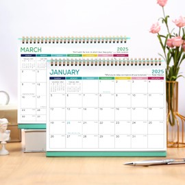 Desk Calendar 2025-2025 Calendar, Jan.2025 - Dec.2025, Standing Flip 2025 Desktop Calendar, 9.8" x 8.3", Desk Calendar with Julian Date - White