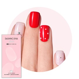 Dashing Diva Glaze Nail Strip Set - Cherry Vanilla - Long Lasting, Chip Resistant, Semi-Cured Gel Nail Strips - Summer Gel Set - 4-Piece Manicure Kit with 32 Strips