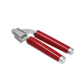 KitchenAid Garlic Press Crusher, Strong Stainless Kitchen Utensil, Removable Basket, Empire Red