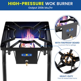 ARC 220,000 BTU Propane Burner for Outdoor Cooking w/Jet Burner, Single Burner Propane Stove Gas Burner,ideal for Woks, Skillets and Pots, w/Height Adjustable Legs