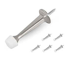HOMOTEK - Paquete de 6 topes de puerta rígidos y resistentes con punta de goma suave, tope de puerta de zinc fundido, protector de pared y puerta, níq