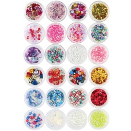 Princess-style Shakashaka Nail Resin Enclosed Parts, Set of 24 (Pink & Snowflake)