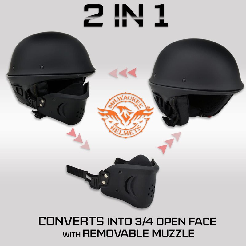 Milwaukee Helmets MPH9831DOT Rascal 3/4 Open Face Gloss Black 2