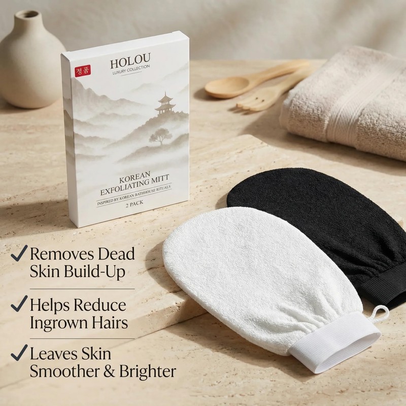 Korean Exfoliating Mitt 2 Pack – Dual Density Exfoliating Glove