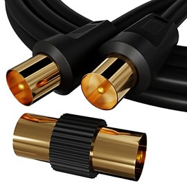 ConnectingU Black 0.5m TV Aerial Cable Male to Male with Female to Female Coupler