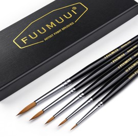 Kolinsky Professional Red Sable Brush - 5 Pieces Professional Kolinsky Artist Brush Set No. 5/0, 2/0, 0, 1, 3 for Watercolour, Model Making, Miniature Figures etc. | Kolinsky Miniature Series | Real Hair Brush