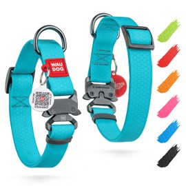 Waterproof Dog Collar - Adjustable Dog Collar for Large Dogs, Small and Medium Dogs - Dog Collar Waterproof with Metal Buckle and QR Dog Tag - Boy & Girl Dog Collars (Glow) Air Tag