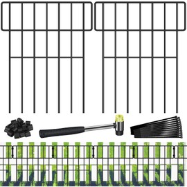Decoration Garden Fence 16.5in x 10ft, 10 Pack Rustproof Metal Animal Barrier Fence, Arched Flower Bed Edge Decorative Rabbit (10 Panels - 17 in(H) X 10.8 ft(L))