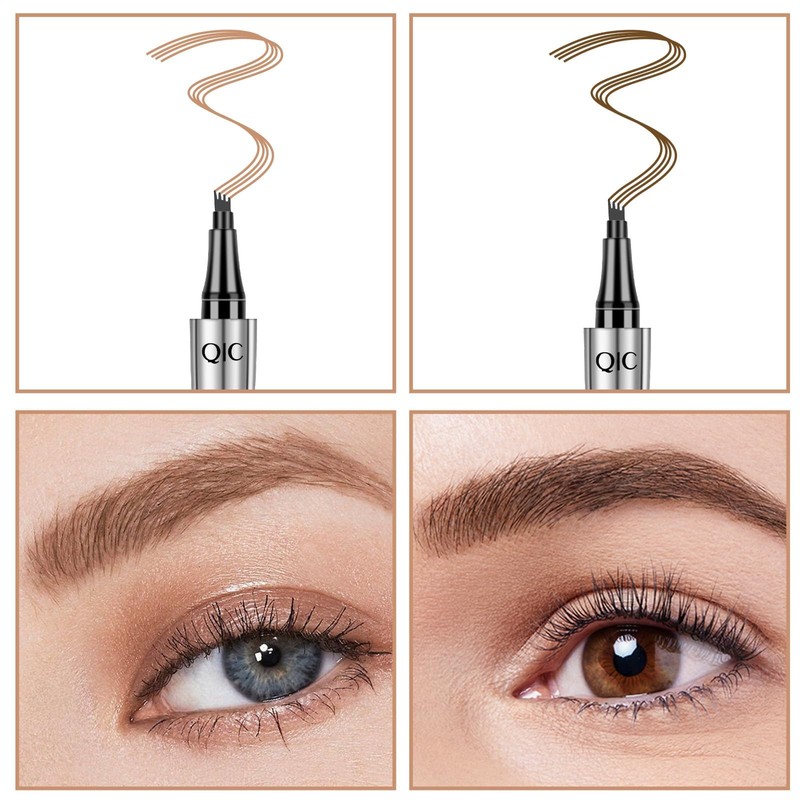 3D Waterproof Eyebrow Pencil with 4 Fork Tips, Microblading Eyebrow