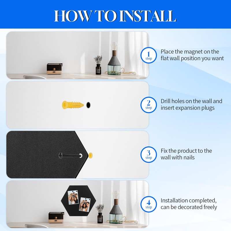 3-Pack Magnetic Board for Wall for Magnets -12.6" Heavy-Duty Metal